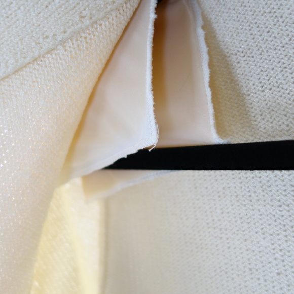Vintage Adolfo At Saks Fifth Avenue Ivory Wool Blend Blazer Jacket, Size Medium - Picture 11 of 15
